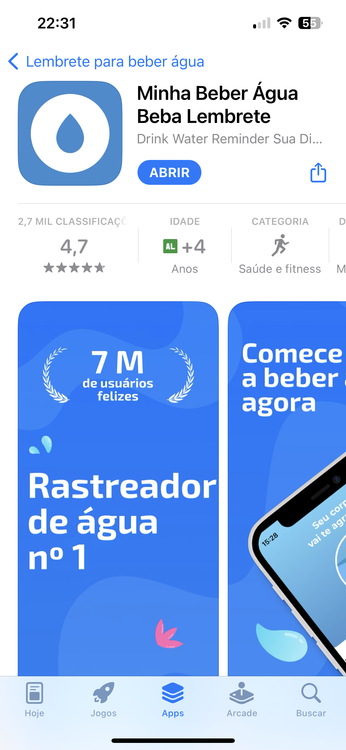 App para beber água