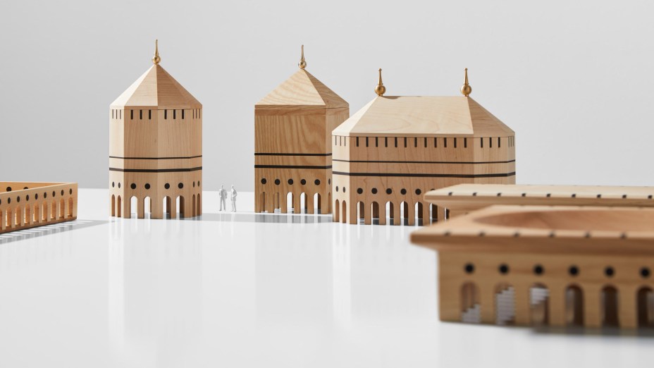 O Mad Lab criou vasos de madeira que se assemelham a edifícios em miniatura