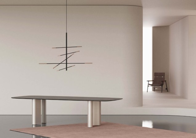 Desenhada por Alain Gilles, a Geometric Table é a novidade da para Bonaldo . O tampo da peça pode ser customizada com madeira maciça, mármore ou de cerâmica e a base permite diferentes acabamentos.