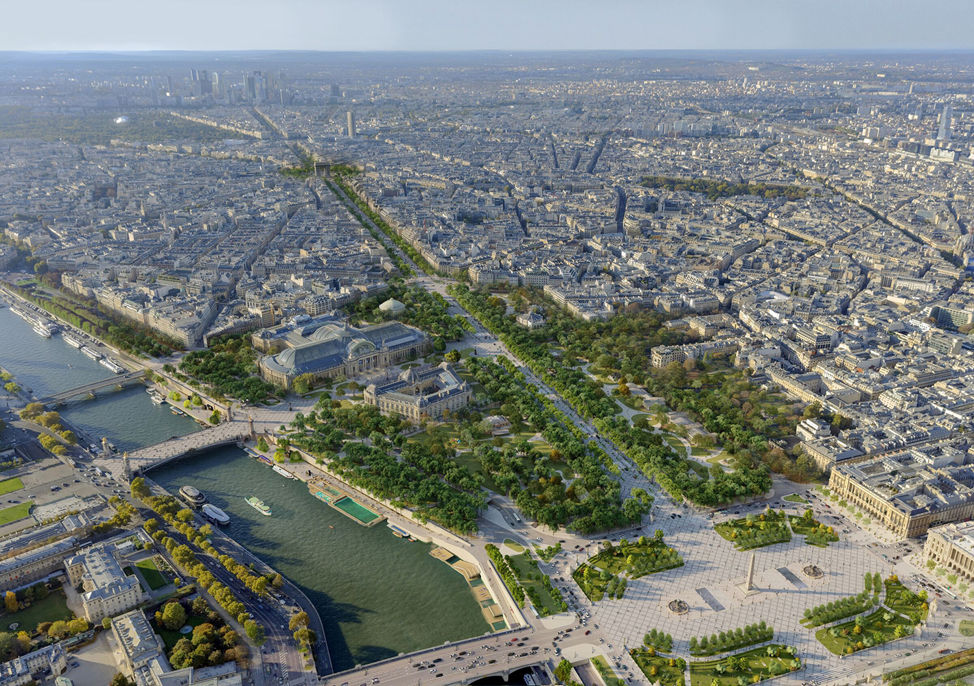 Ilustração do futuro projeto de jardim urbano linear em Paris.