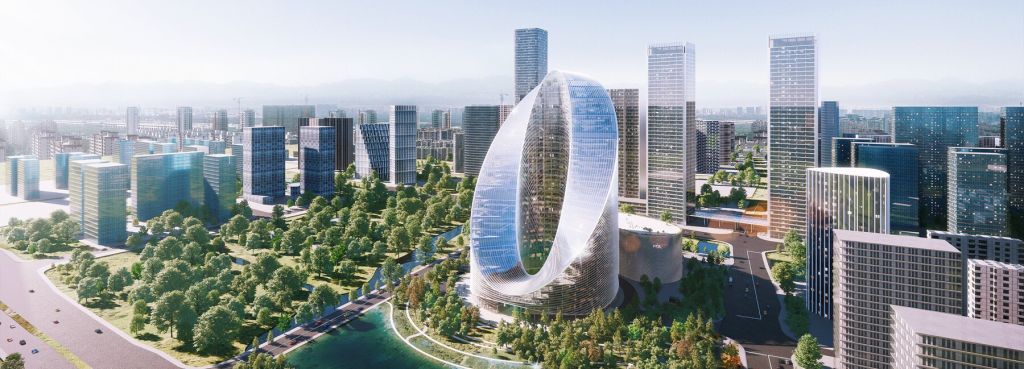 prédio; china; em forma de loop; tecnologia; sustentabilidade