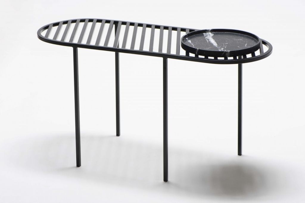 studio roca design mesa lateral grelha com bandeja preta