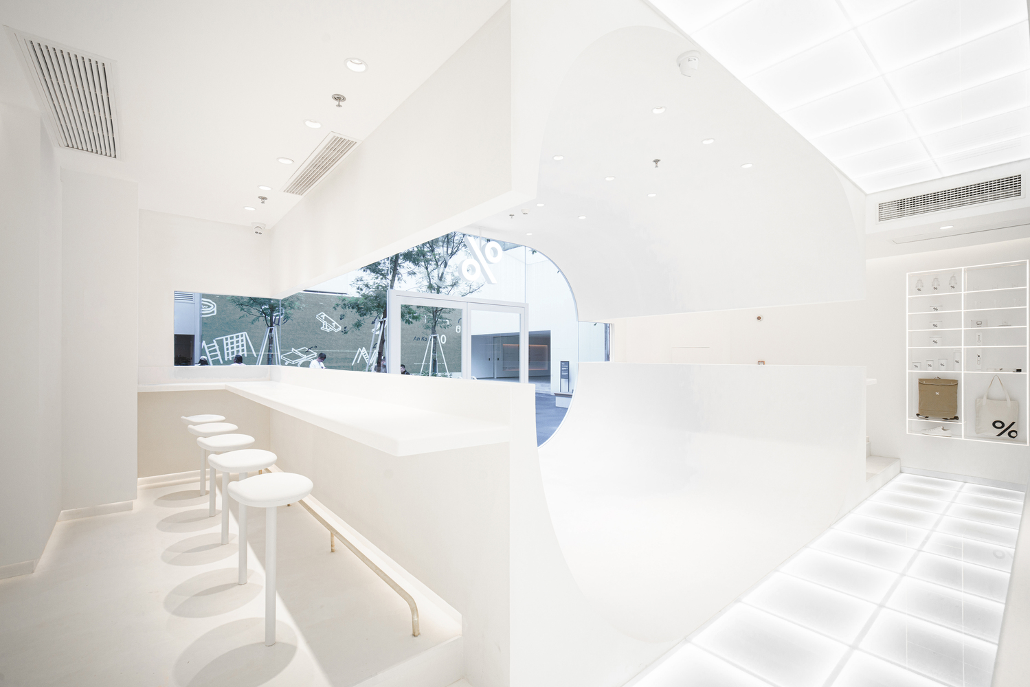 cafeteria china minimalista arquitetura construção decoração cores