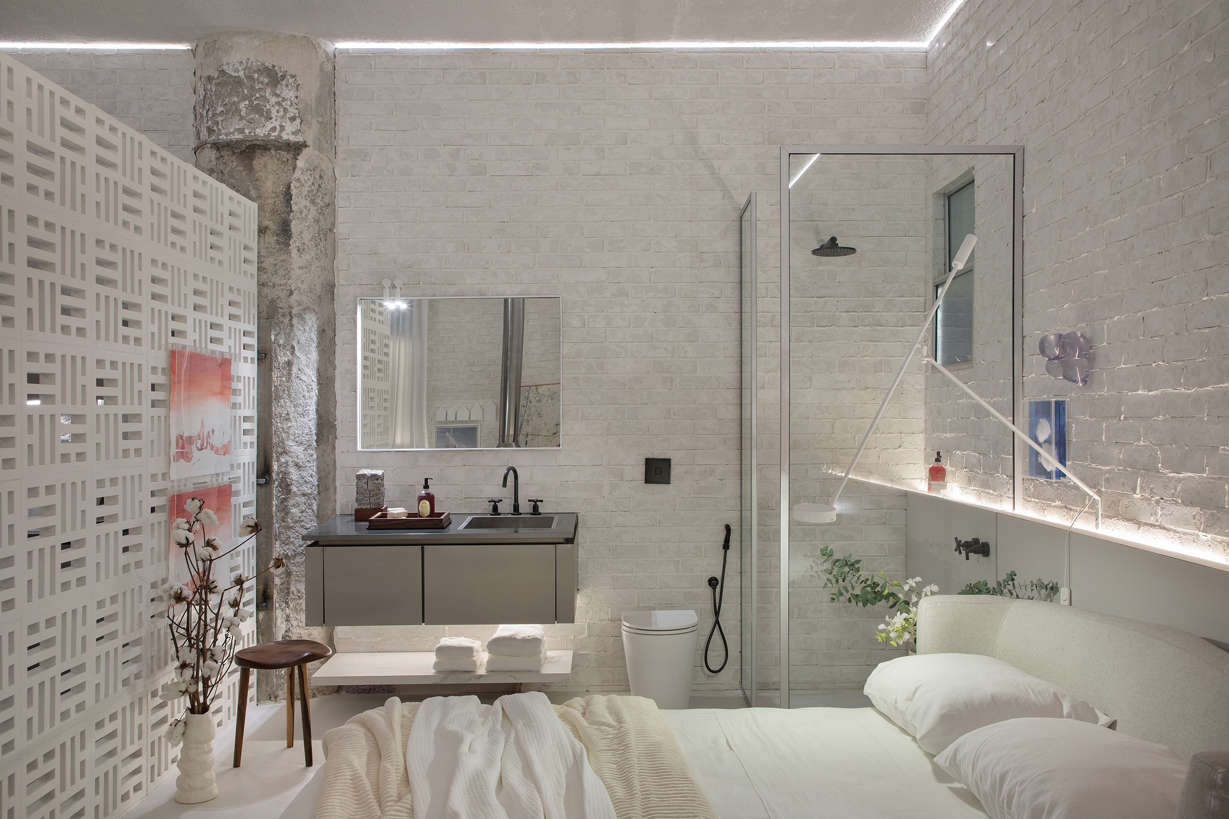 gregory copello estudio ostuni casacor sao paulo 2022 decoracao design mostras banheiro quarto cobogo branco