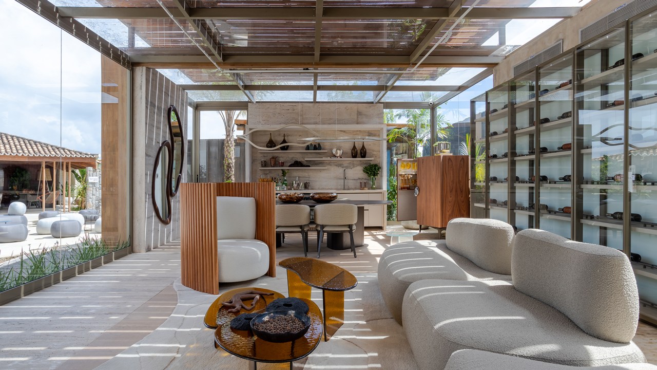 Caio Bandeira e Tiago Martins (Architects+CO) - Kalai Lounge. Projeto da CASACOR Bahia 2023.
