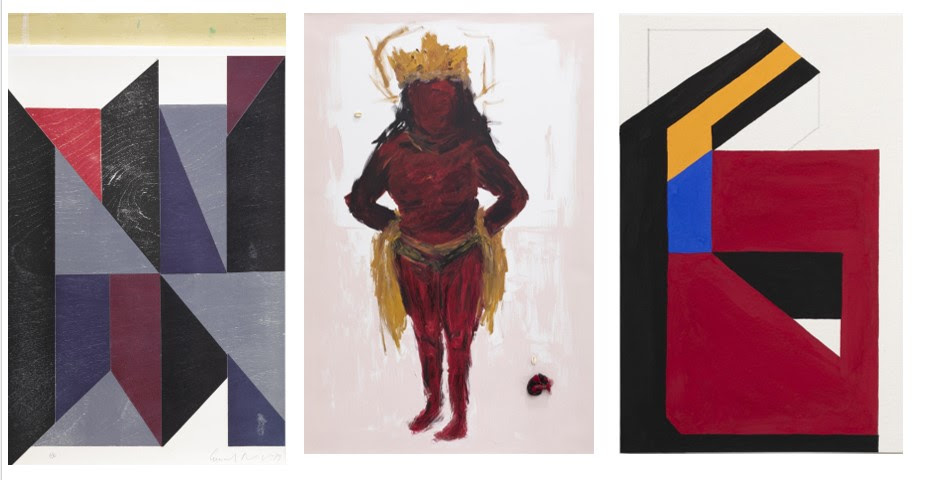 Emanoel Araujo, Composição Roxa e Vermelha, 1979. Coleção particular | Aline Bispo, Moça, 2021. Acervo Galeria Luis Maluf | | Luiz83, Sem título, 2023 |