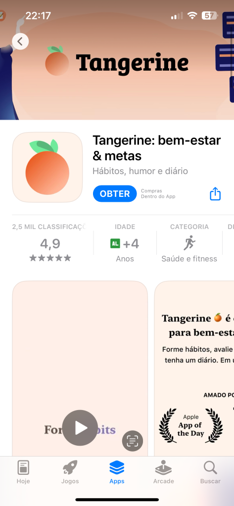 Tangerine app criar hábitos