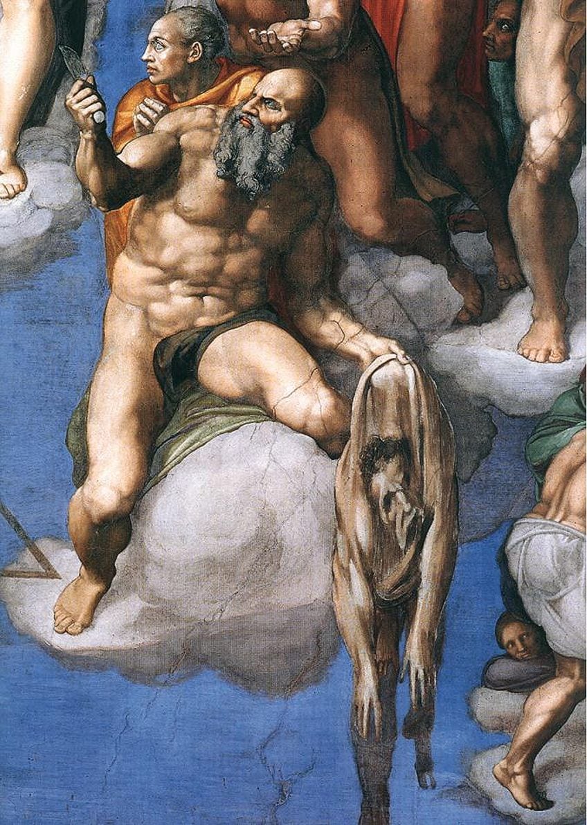 Michelangelo se desenhava em algumas obras